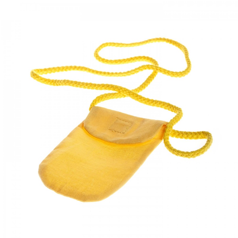 Textilní pouzdro na mobilní telefon je vyrobeno ze 100% bavlny. Má žlutou barvu. Lze jej dále zdobit barvami na textil, batikou, linorytem na textil, výš