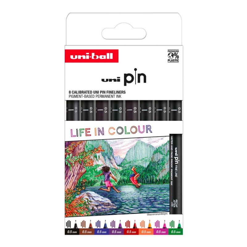 Uni-ball PIN Creative Writing Color Set je profesionální sada barevných linerů určená pro technické kreslení, ilustrace, hand lettering, bullet journal 