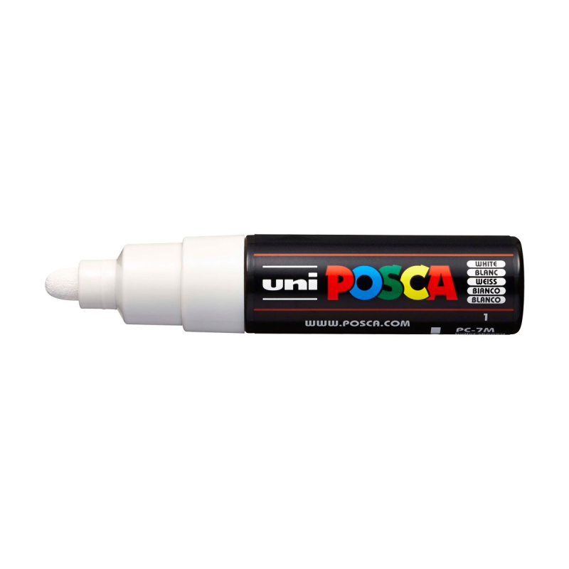 Popisovač Uni Posca PC-7M je jedním z nejoblíbenějších typů popisovačů Uni. Popisovač Posca má kulatý hrot o průměru 4,5 - 5,5 mm, který vytvář