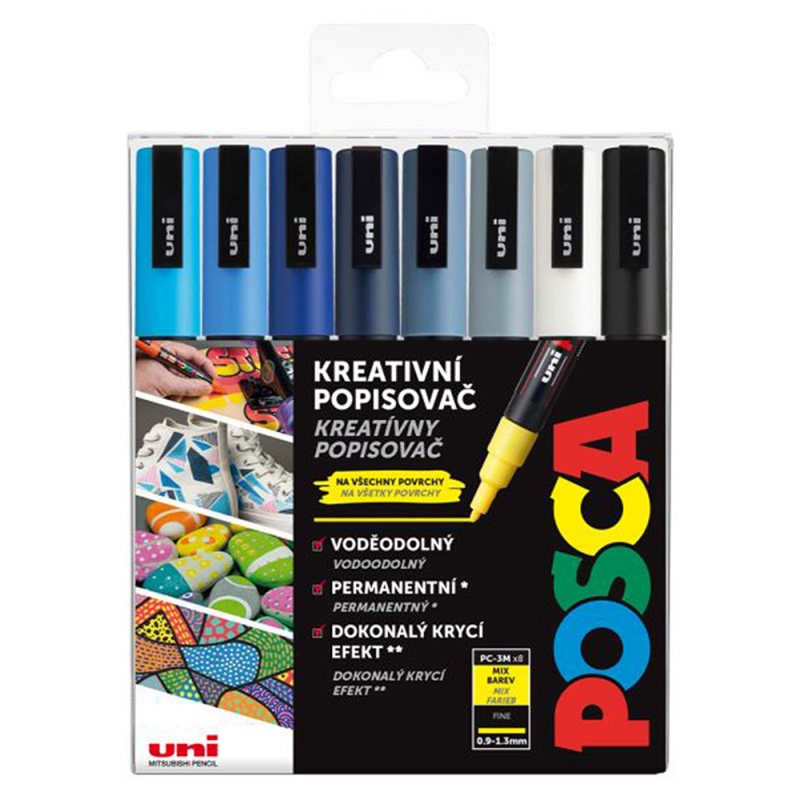 Popisovač Uni Posca PC-3M je jedním z nejoblíbenějších typů popisovačů Uni. Popisovač Posca má kulatý hrot o průměru 1,3 mm, který vytváří ten