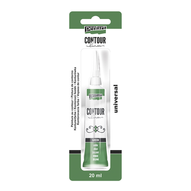 Univerzální konturovací barva je hustá barva na vodní bázi použitelná na libovolný povrch. Určena pro kraeslení linií a obrysů, pro zvýraznění o