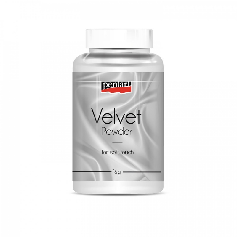 Velvet powder je sametový prášek, který vytváří sametový povrch. Dá se jednoduše „fouknout“ přes hrot na ještě mokrou barvu nebo lepící povrc