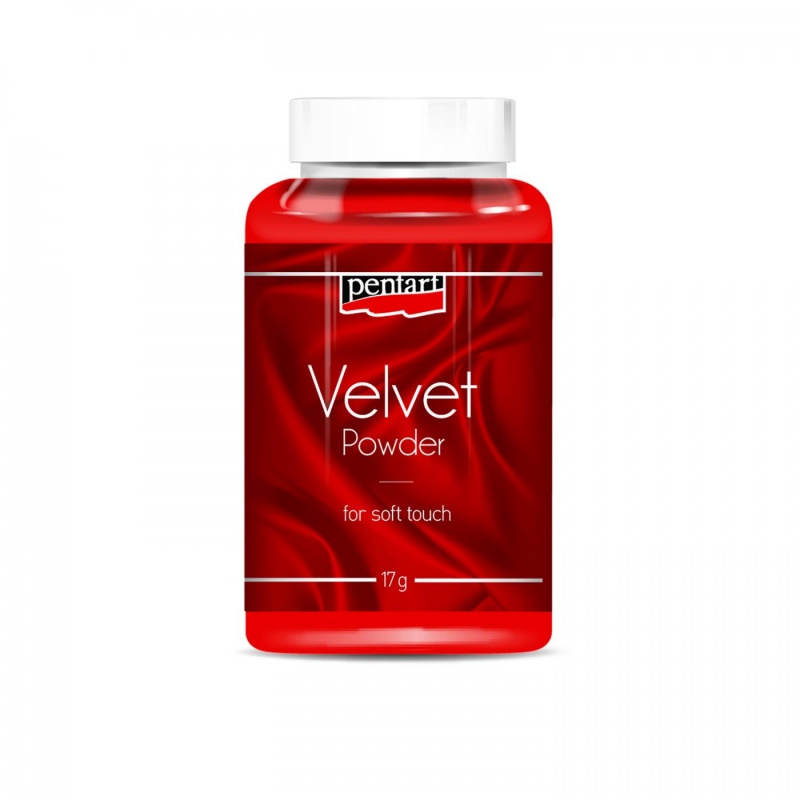 Velvet powder je sametový prášek, který vytváří sametový povrch. Dá se jednoduše „fouknout“ přes hrot na ještě mokrou barvu nebo lepící povrc