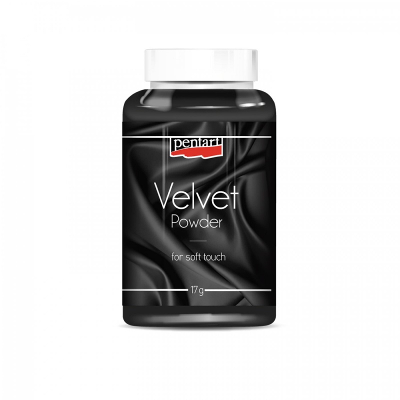 Velvet powder je sametový prášek, který vytváří sametový povrch. Dá se jednoduše „fouknout“ přes hrot na ještě mokrou barvu nebo lepící povrc