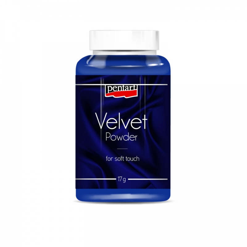 Velvet powder je sametový prášek, který vytváří sametový povrch. Dá se jednoduše „fouknout“ přes hrot na ještě mokrou barvu nebo lepící povrc