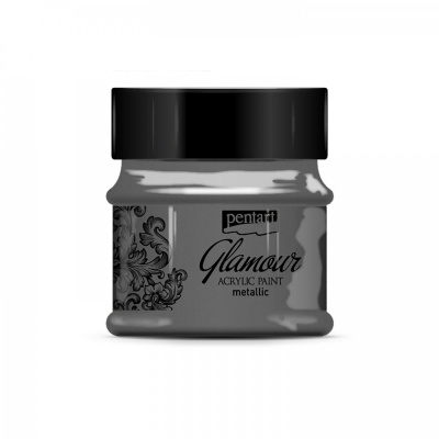 Akrylová barva, glamour, 50 ml, černo-stříbrná