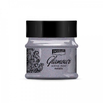 Akrylová barva, glamour, 50 ml, starostříbrná