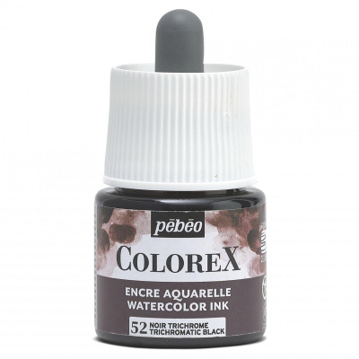 Akvarelový inkoust COLOREX, trichromatická černá 45 ml 