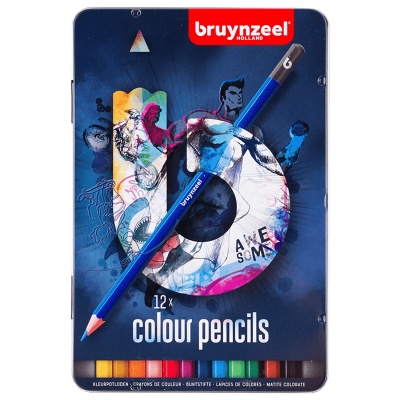 Bruynzeel, Pastelky barevné, sada 12 ks, tmavá krabička