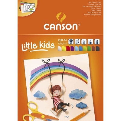 CANSON Dětský barevný papír, 120g/m2, 30 listů, 10 barev A4