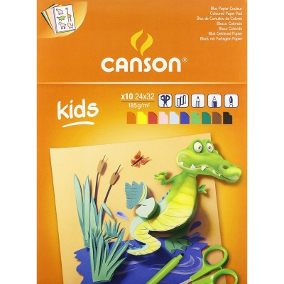 CANSON Dětský barevný papír, 185g/m2, 10 listů, 10 barev, 24 x 32 cm
