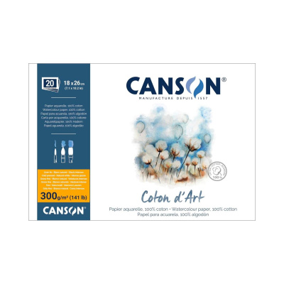 CANSON Skicár Coton dArt akvarelový blok CP 300 g, 18 x 26 cm, 20 listov