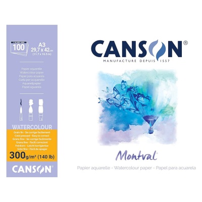 CANSON Skicák MONTVAL Aquarelle, A3, 300 g, 100 listů