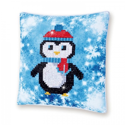 Diamond Dotz Pillow, Christmas Penguin, 18 x 18 cm