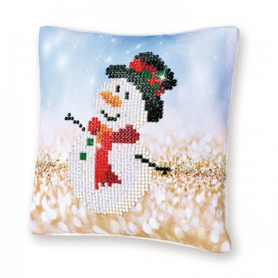 Diamond Dotz Pillow, Snowman Top Hat, 18 x 18 cm