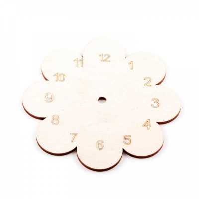 Dřevěný základ na hodiny, květina, arabské číslice