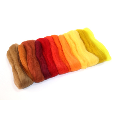 Ovčí rouno na plstění, 50 g, MIX FIRE, 12 ks  