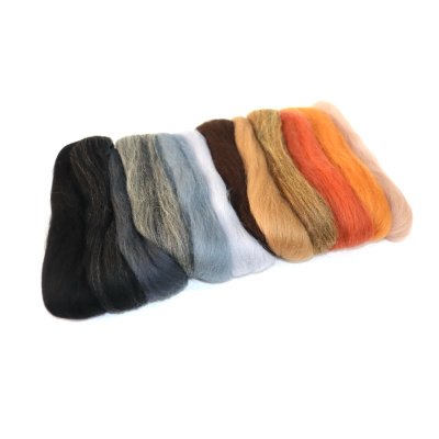 Ovčí rouno na plstění, 50 g, MIX EARTH, 12 ks  