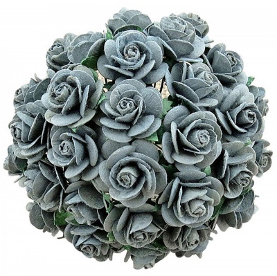 Papírový květ růže, 15 mm, šedá 10 ks