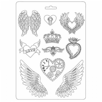 Plastová forma měkká Stamper, A4, Hearts wings