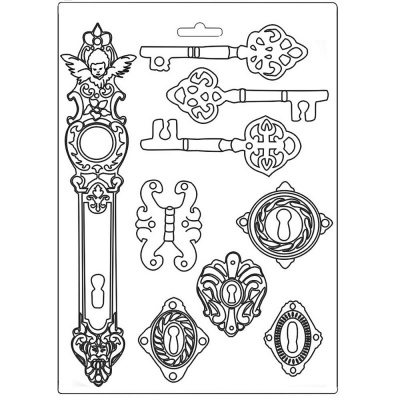 Plastová forma měkká STAMPERIA, A4, Lady Vagabond keys and locks
