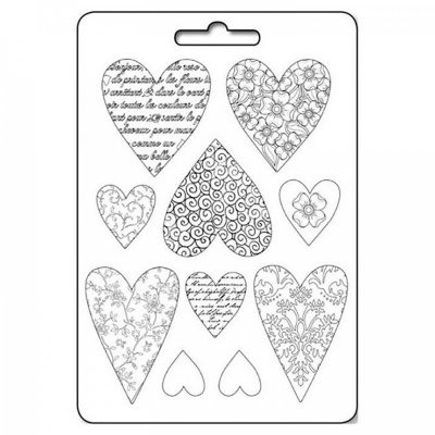 Plastová forma měkká Stamper, A4, Texture hearts
