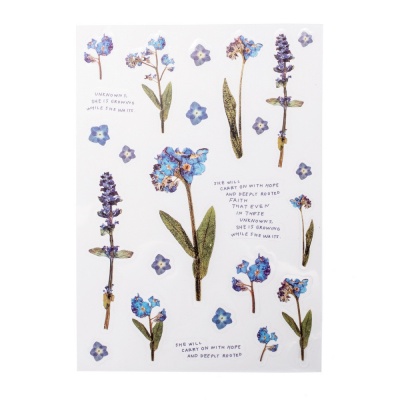 Priehľadné nálepky s kvetinovým vzorom, modrofialová