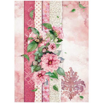 Rýžový papír, A4, Flowers for you pink