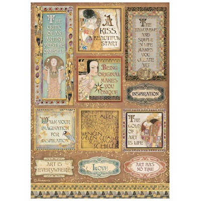 Ryžový papier, A4, Klimt quotes and labels