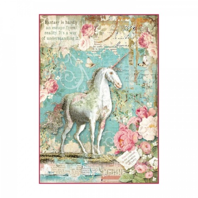 Rýžový papír, A4, Wonderland unicorn