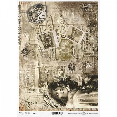 Rýžový papír na decoupage, A4, dívka retro
