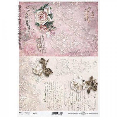 Rýžový papír na decoupage, A4, dopis květiny