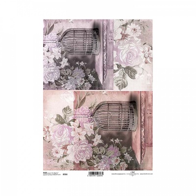 Rýžový papír na decoupage, A4, klec malá