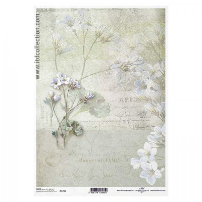 Rýžový papír na decoupage, A4, luční květ