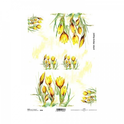 Ryžový papier na decoupage, A4, žltý tulipán