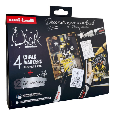 Sada kriedových fixiek, UNI Chalk 5M, 1,8 - 2,5 mm, NORDIC