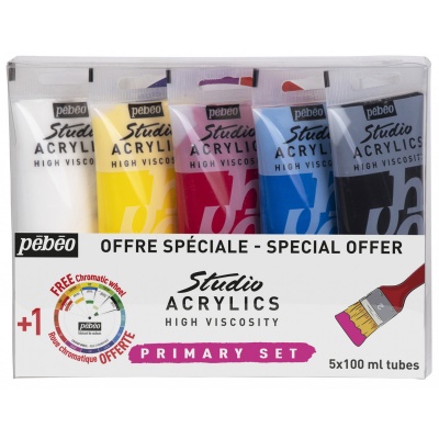 Sada Studio Acrylics 5x100ml + kolo barev