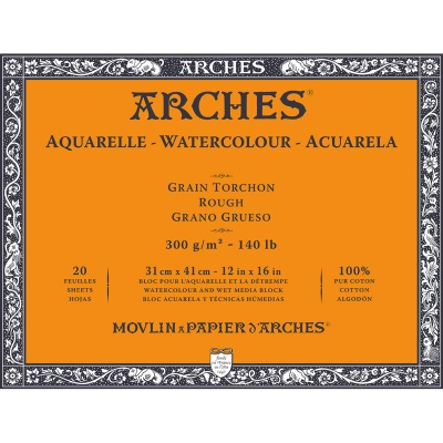 Skicař Arches na akvarel, rough, 31 x 41 cm, 300 g, 20 listů
