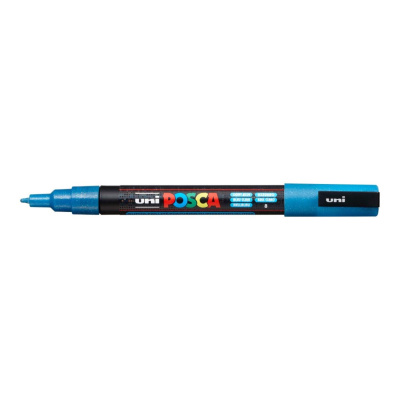 Popisovač Uni Posca PC-3ML, 1,3 mm, světle modrý glitter 