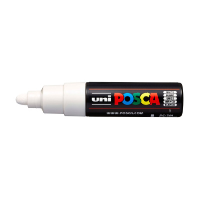 Popisovač Uni Posca PC-7M, 4,5-5,5 mm, bílý 
