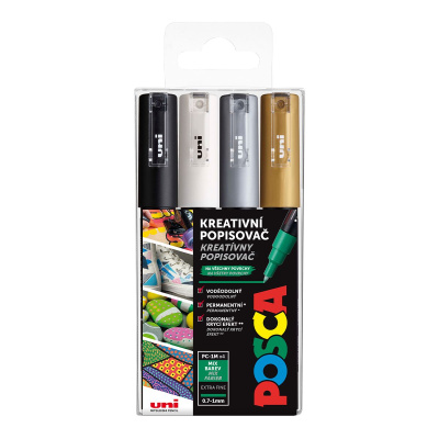 Uni POSCA, PC-1M, 0,7 mm, sada 4 fixů 