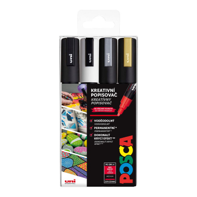 Uni POSCA, PC-5M, 2,5 mm, sada 4 fixů 