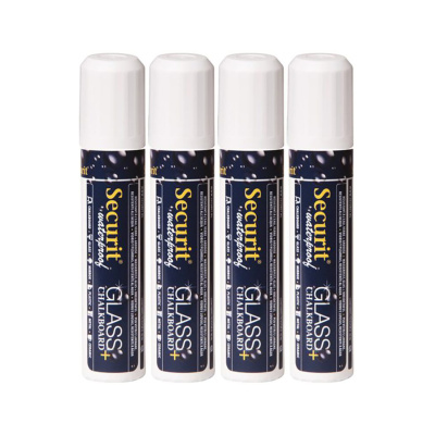 Voděodolný popisovač, Securit, hrot 7-15 mm, bílý, balení 4ks