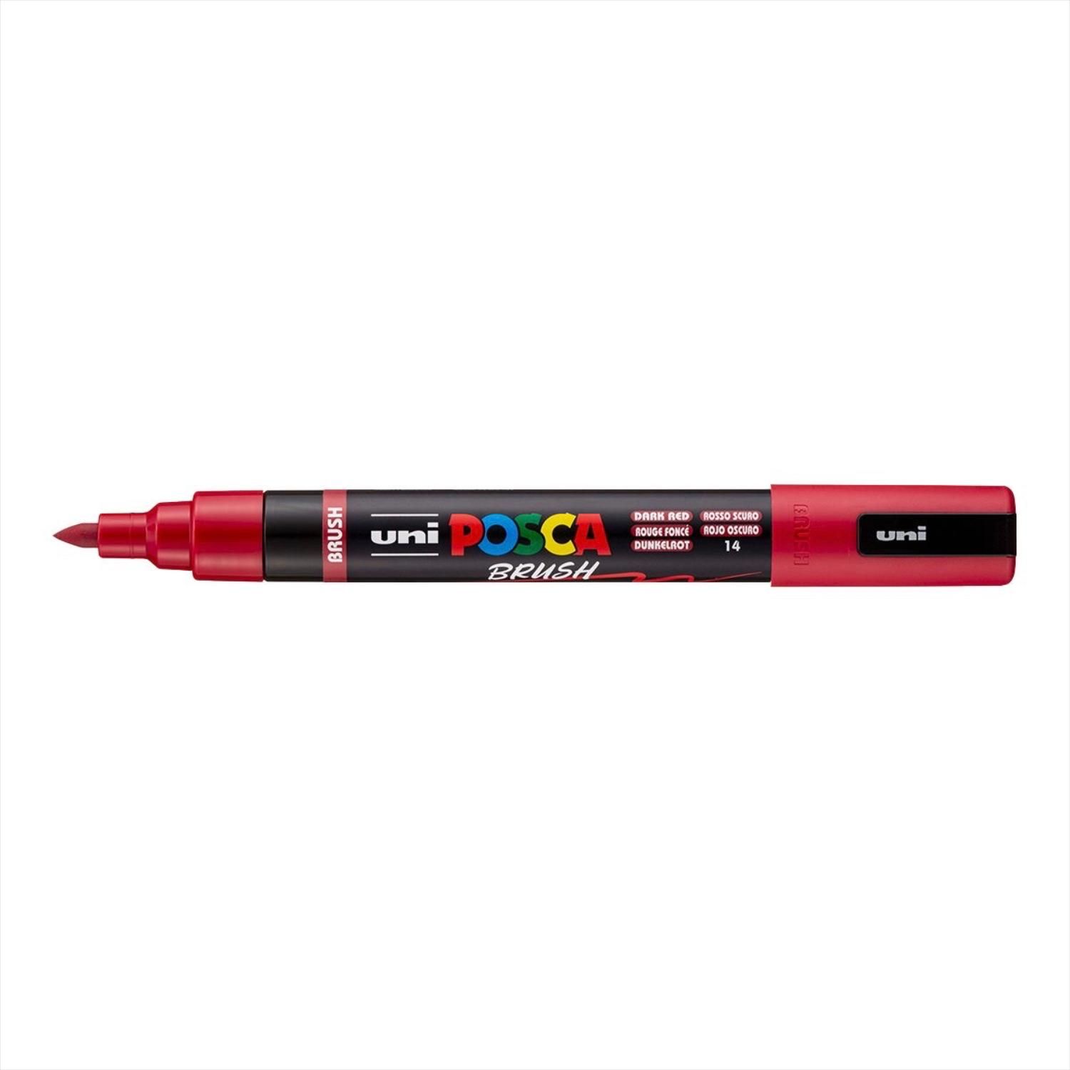 Popisovač UNI POSCA se štětcovým hrotem 1 - 4 mm, tmavěčervený