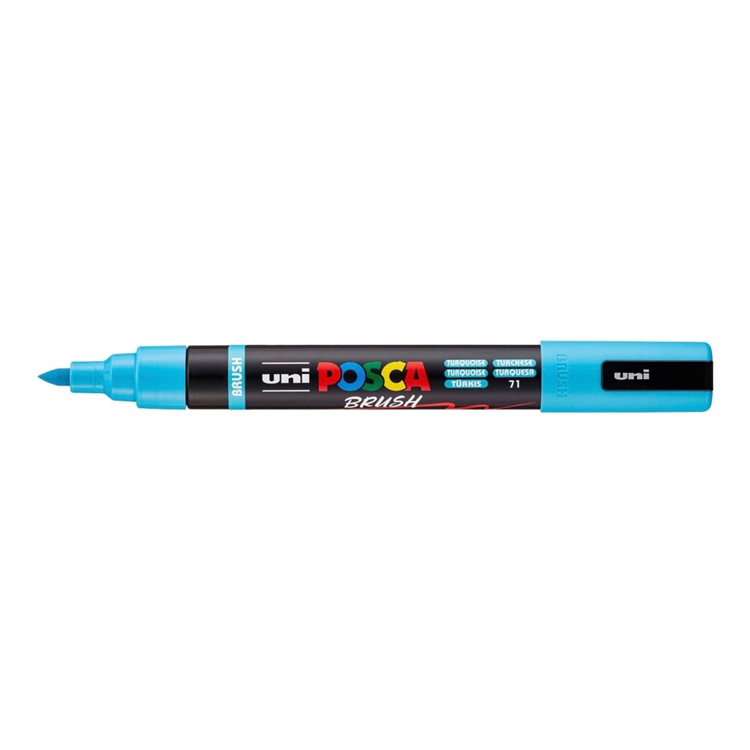 Popisovač UNI POSCA se štětcovým hrotem 1 - 4 mm, tyrkysový