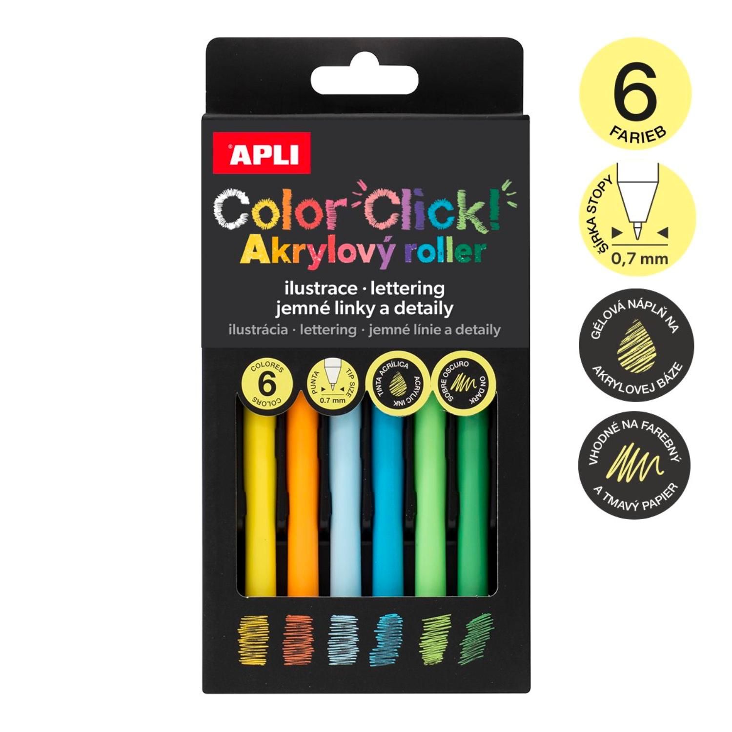 APLI akrylové gelové rollery Color Click, sada Golden Autumn 6 ks