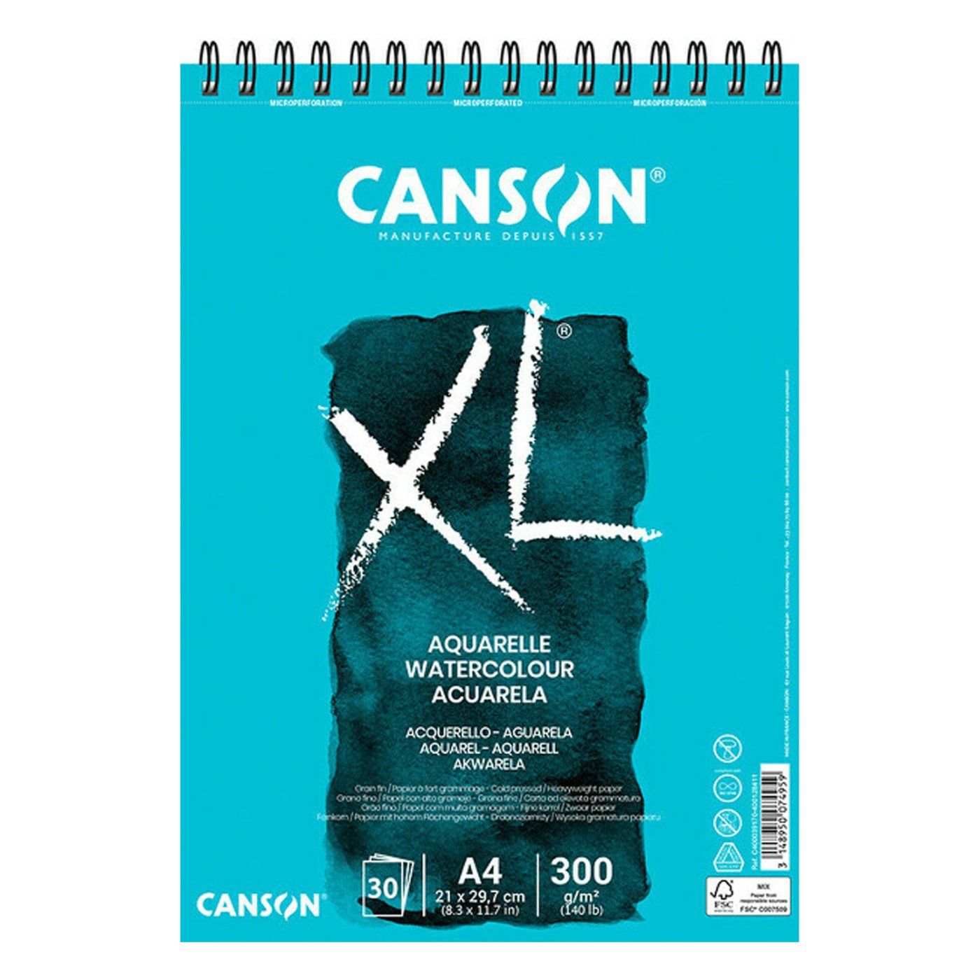 CANSON XL Aquarelle CP, A4, 300g, 30 listů, bílý
