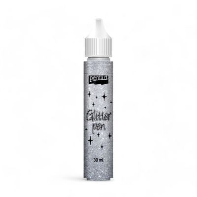 Glitter pen, 30 ml, stříbrná