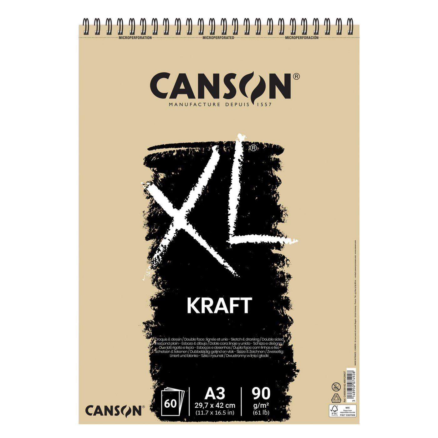CANSON XL Kraft, A3, 90g, 60 listů