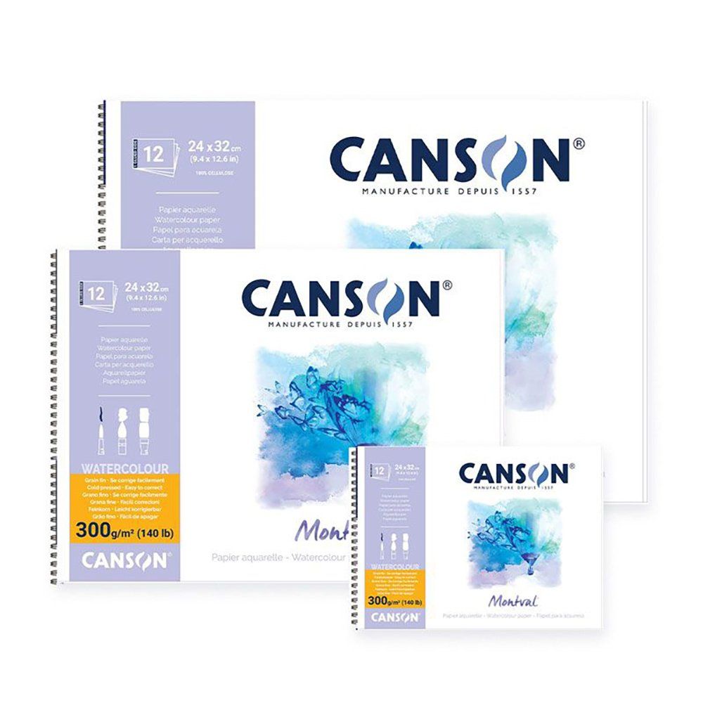CANSON Skicák MONTVAL Aquarelle, 10,5 x 15,5 cm, 300g, 12 listů
